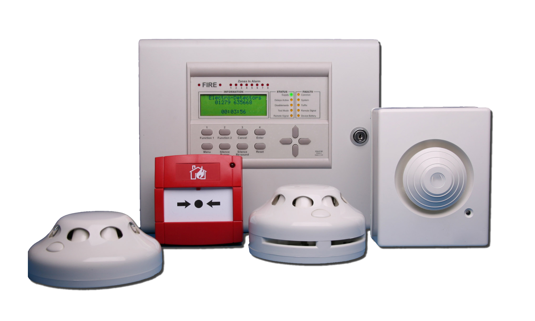 full wireless fire alarm system and detectors including control panel